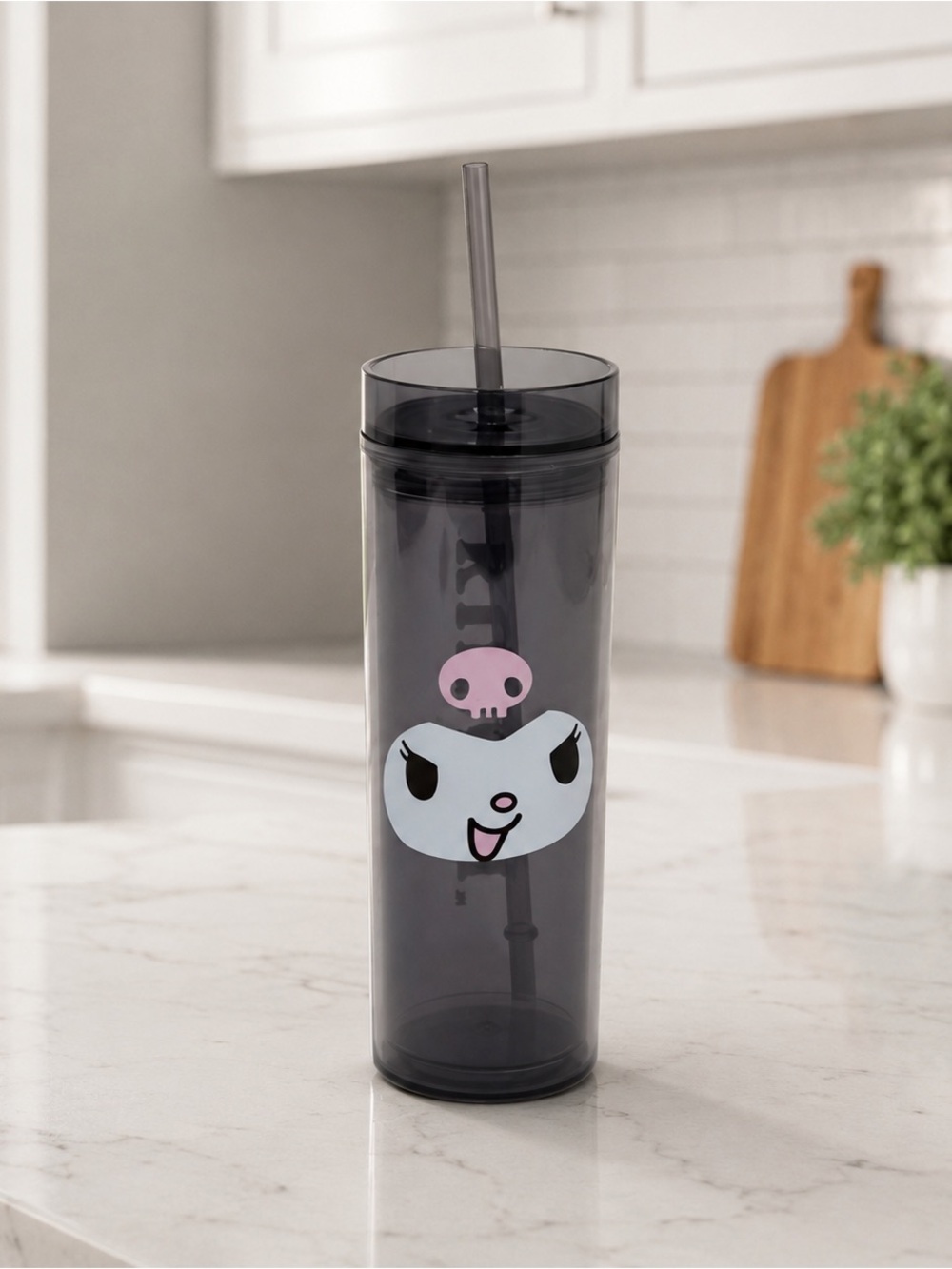 Kuromi Face Skinny Acrylic Travel Cup.NWT